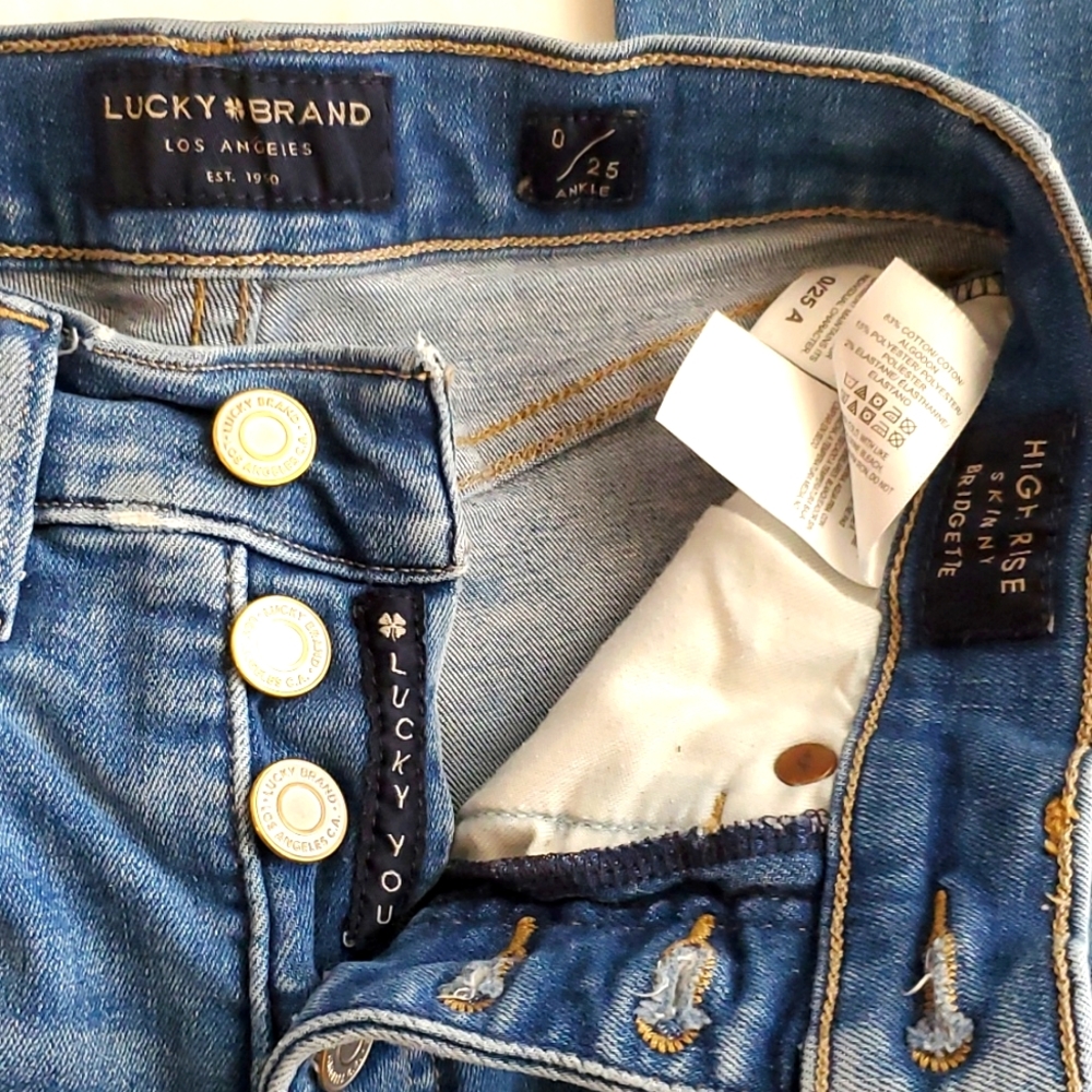 Lucky Brand high rise bridgette skinny w/ exposed button fly